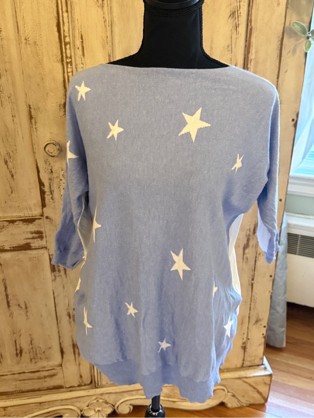 Zaket & Plover cotton blend 2tone sweater. Oversized small. Stars and Stripes